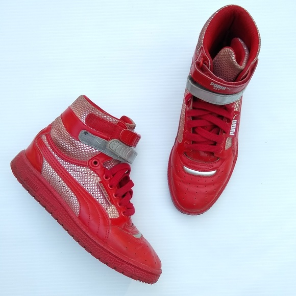 puma red high top sneakers